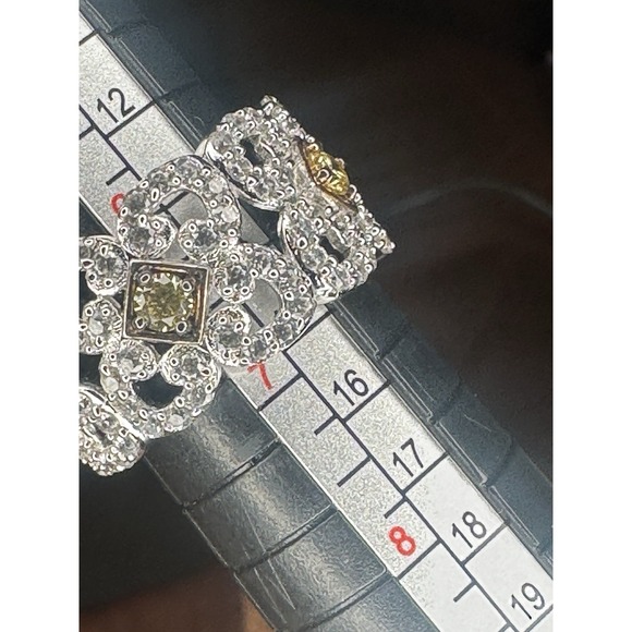 VINTAGE Estate Sterling Silver 925 CZ Cut Out Floral Wide 15mm Band Ring 7 - Picture 4 of 8